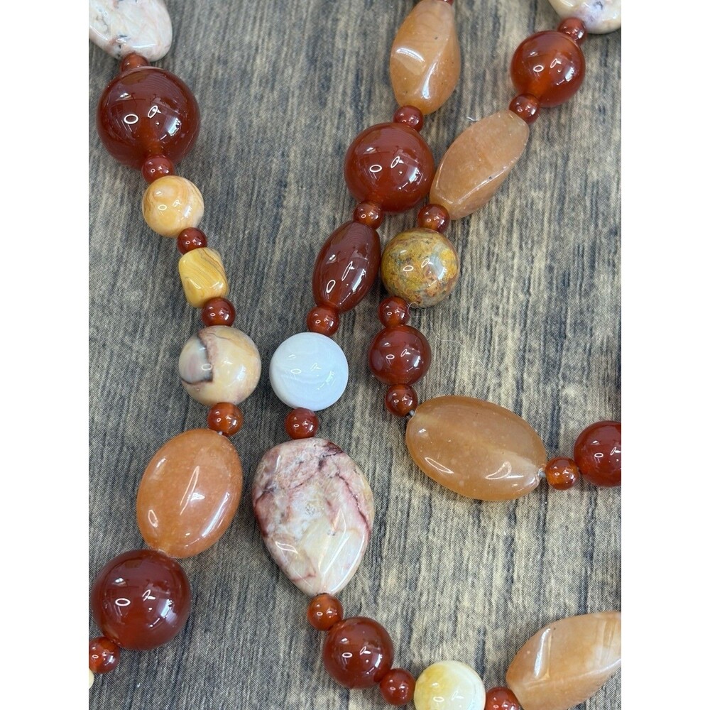 Carnelian Necklace DTR Jay King Long Strand Semi Precious beads 60” Signed Mint - Picture 3 of 8